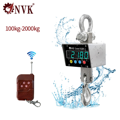 NVK Pequeño material de acero inoxidable industrial 304 de 100 kg-2T Balanza colgante a prueba de agua con dispositivo inalámbrico